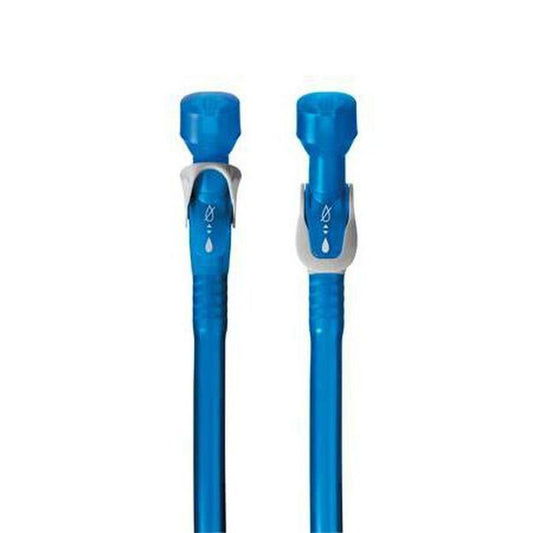 Two blue CamelBak Crux Lumbar 3L Reservoirs side by side with white background.
