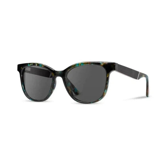 Side view of the Camp Eyewear Cove sunglasses with dark lenses and a tortoiseshell frame against a white background.