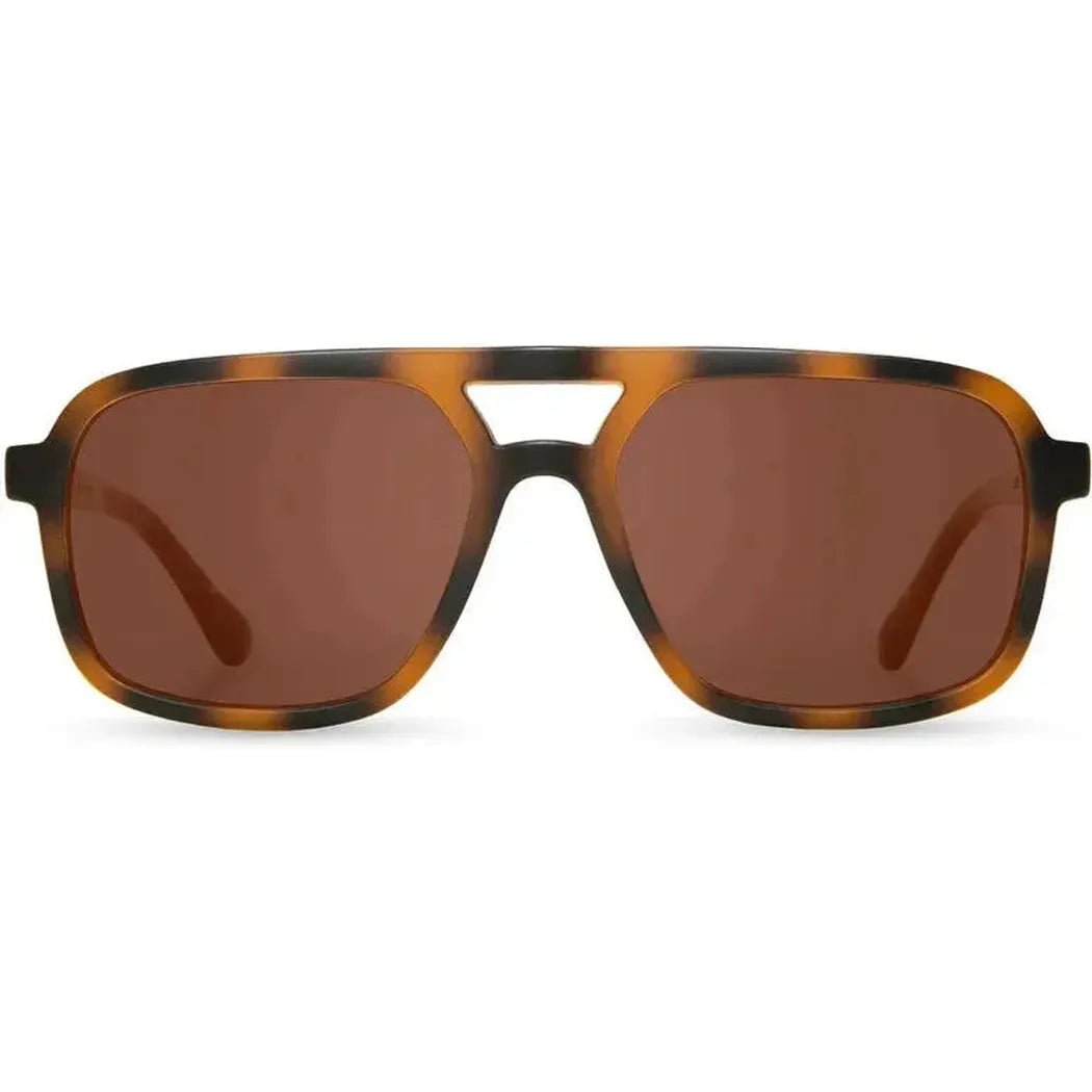 Front view of the Camp Eyewear Glacier sunglasses with tortoiseshell frames and brown lenses against a white background.