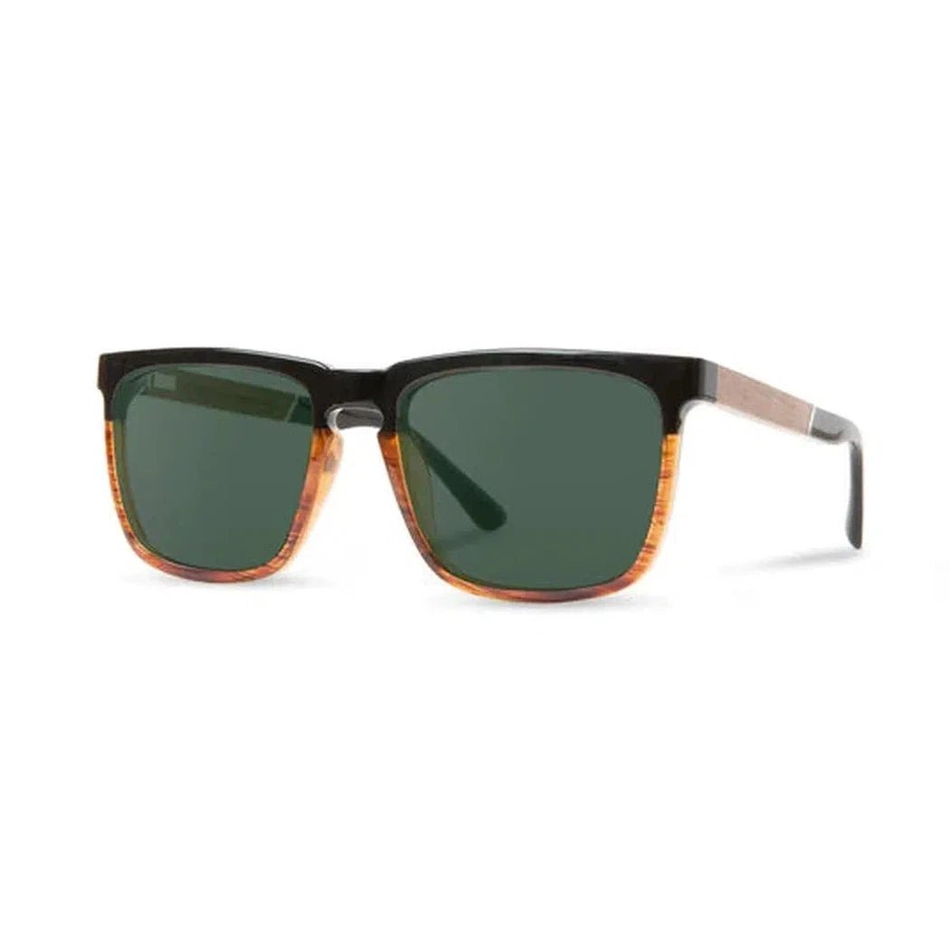 Ridge sunglasses from Camp Eyewear with black frames and dark lenses, shown from front against a white background.