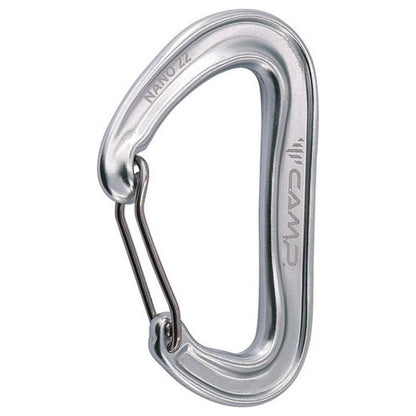 A side view of the CAMP Nano 22 carabiner against a white background.