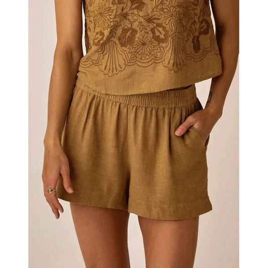 Carve Designs Women's Hellie Linen Short-Women's - Clothing - Bottoms-Golden Chambray-S-Appalachian Outfitters