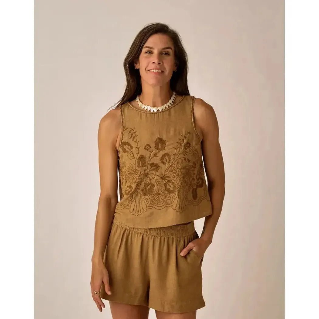 Carve Designs Women's Lou Linen Tank-Women's - Clothing - Tops-Golden Chambray-XS-Appalachian Outfitters