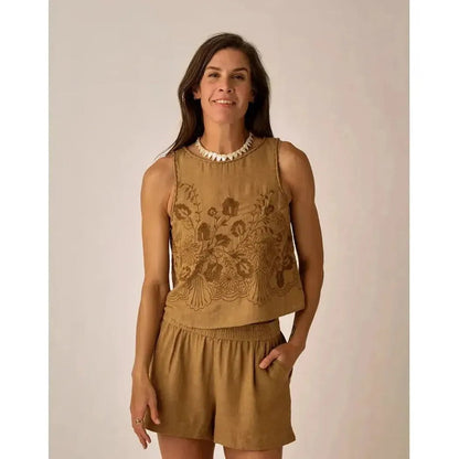 Carve Designs Women's Lou Linen Tank-Women's - Clothing - Tops-Golden Chambray-XS-Appalachian Outfitters