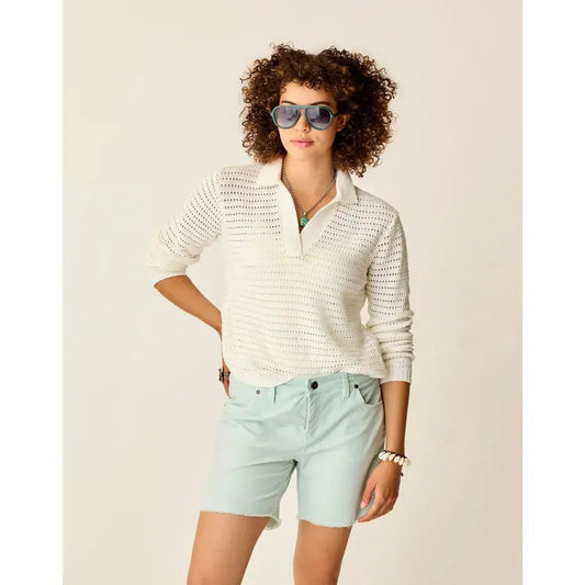 Carve Designs Women's Morgan Polo Sweater-Women's - Clothing - Tops-Cloud-S-Appalachian Outfitters
