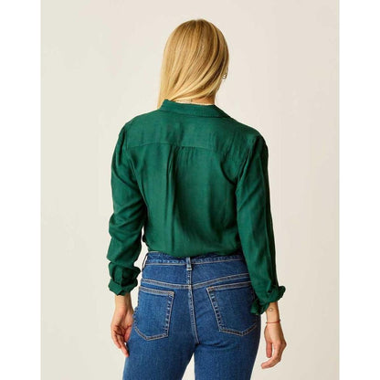 Back view of the Carve Designs Women's Nadia Twill Long Sleeve in Bistro showing the model wearing it against a plain background.