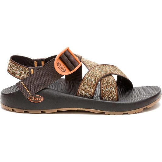 Side view of the Chaco Men's Mega Z/1 Wide-Strap Classic in Summit Coffee showing the adjustable strap and textured outsole against a white background.