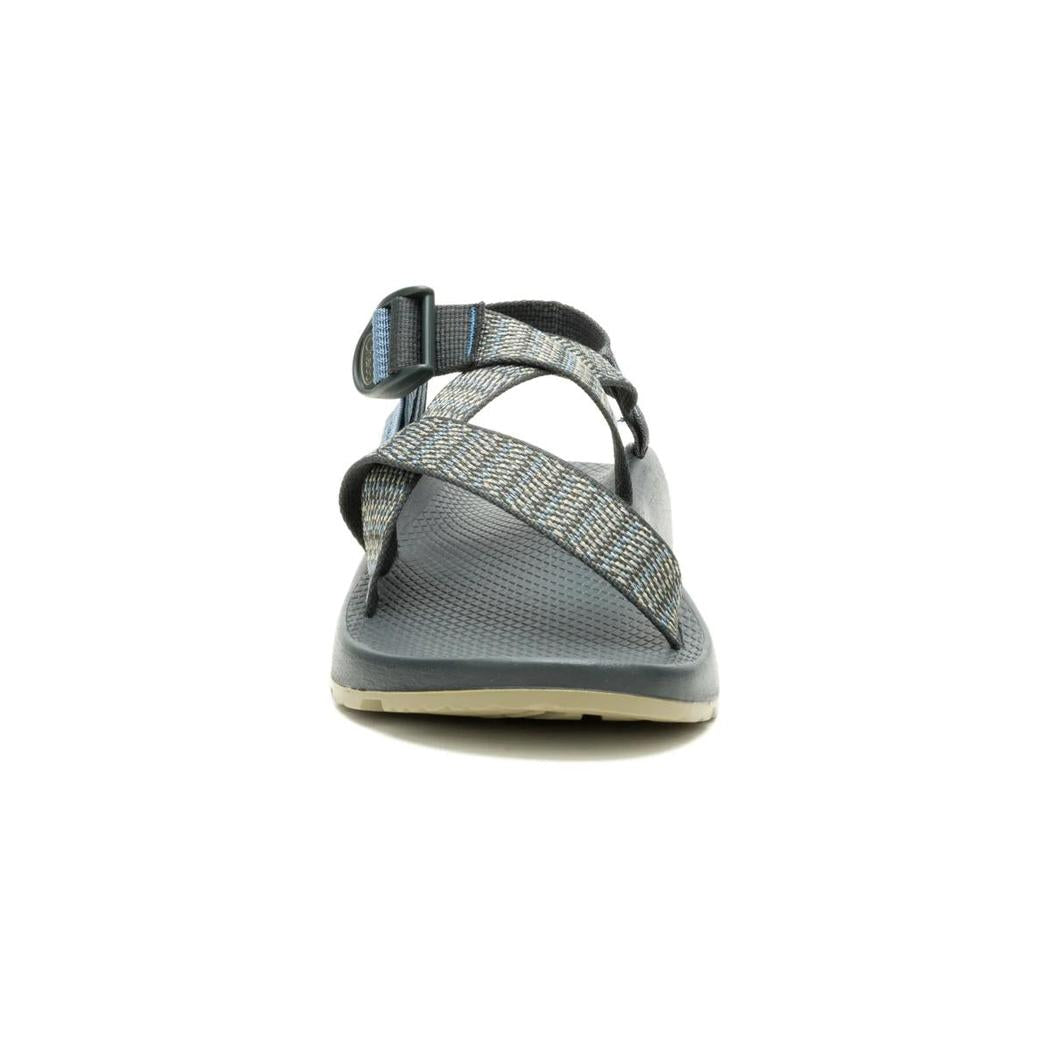 Front view of the Chaco Men's Z1 Classic Bit Graphite sandals with crisscross straps and a buckle, on a white background.