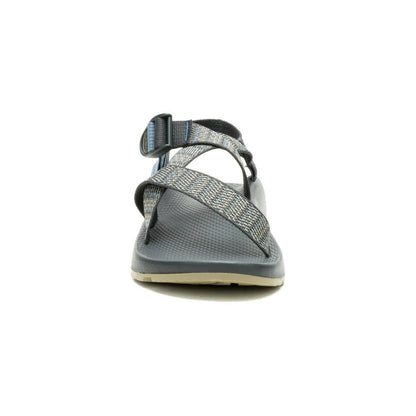 Front view of the Chaco Men's Z1 Classic Bit Graphite sandals with crisscross straps and a buckle, on a white background.
