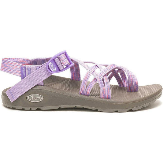 Side view of the Chaco Women's Z/Cloud X2 in Pep Purple Rose showing the crisscross straps and adjustable ankle strap against a white background.