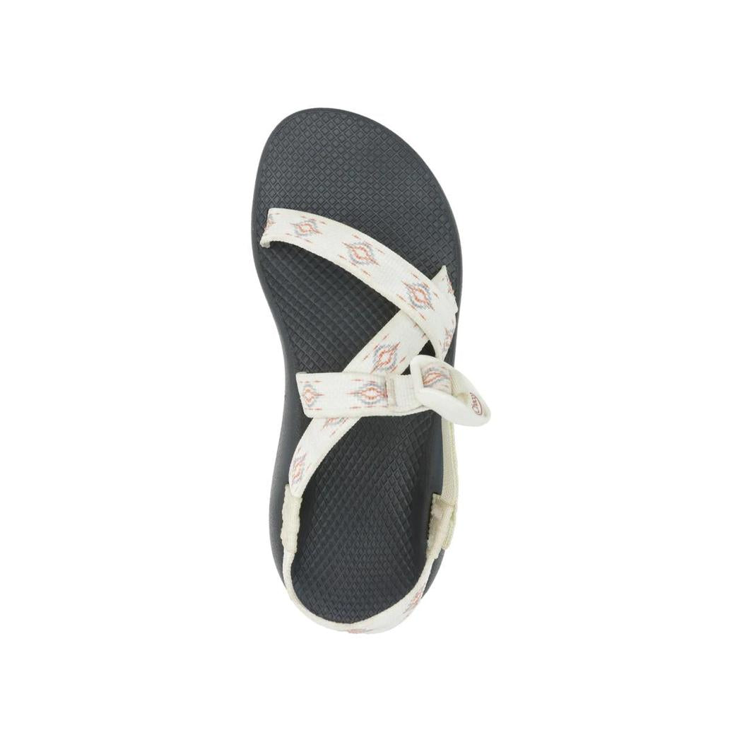 Top view of the Chaco Women's Z1 Classic sandals in Oculi Sand, showing the crisscross straps and textured sole against a white background.
