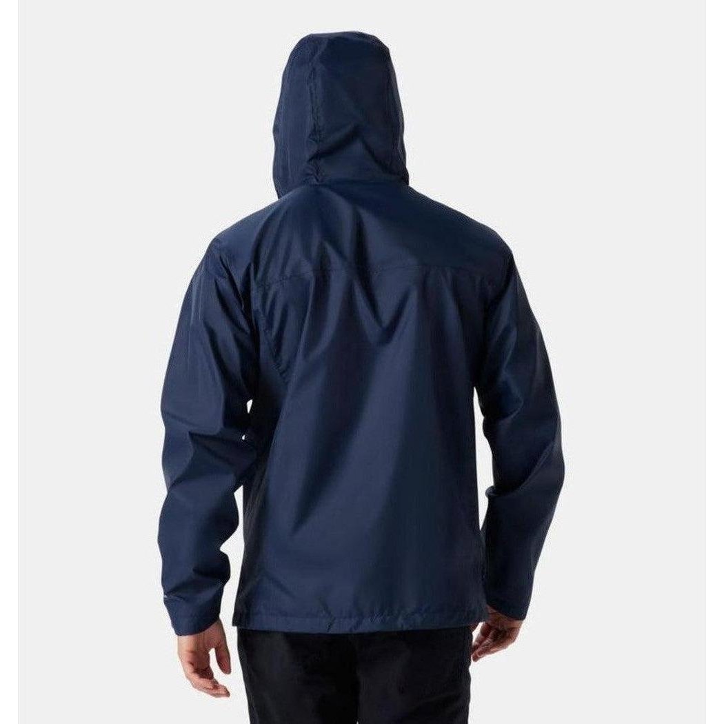 Back view of the Columbia Sportswear Men's Watertight II Jacket in Collegiate Navy, showing the hood and a plain white background.