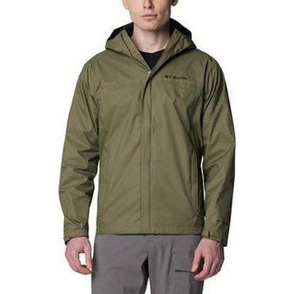 A front view of the Columbia Sportswear Men's Watertight II Jacket in Collegiate Navy on a model against a white background.