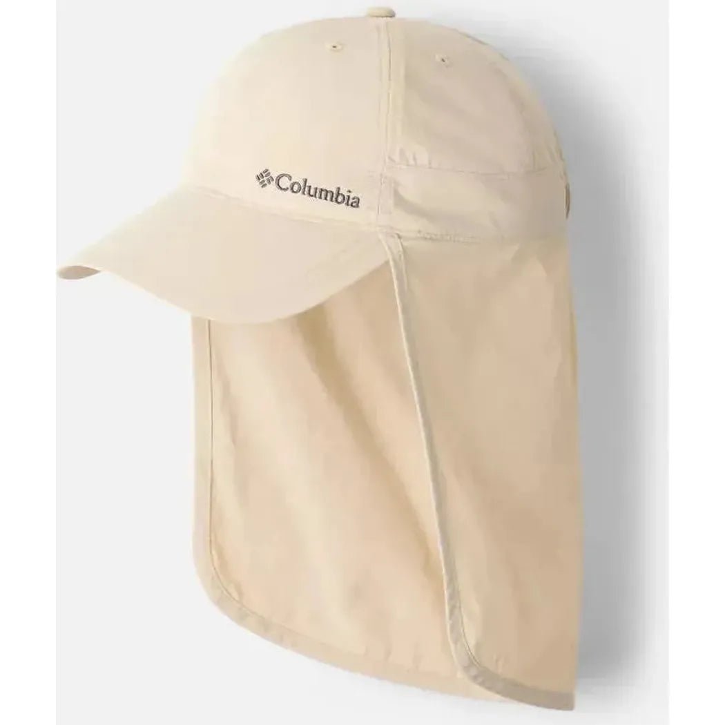 A front view of the Ancient Fossil Columbia Sportswear Schooner Bank II Cachalot hat showing the neck flap and logo against a white background.