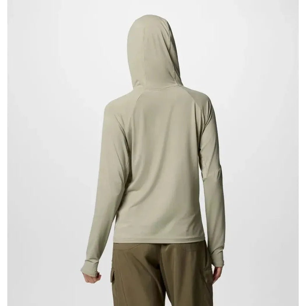 Back view of the Columbia Sportswear Women's Skien Valley Hoodie in White against a plain white background.
