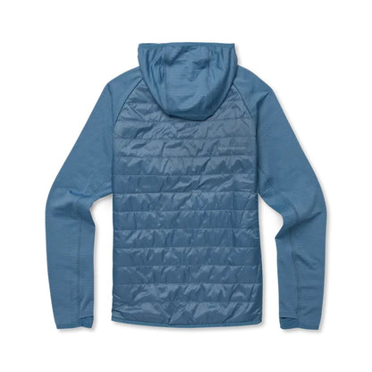 Back view of the Cotopaxi Women's Capa Hybrid Insulated Jacket in Fjord showing the quilted back and hood against a white background.