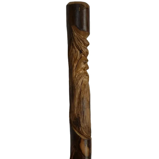 Creation Carvings Wood Walking Stick with Wood Spirit Carving in Sweetgum-Camping - Trekking Poles - Walking Sticks-Appalachian Outfitters