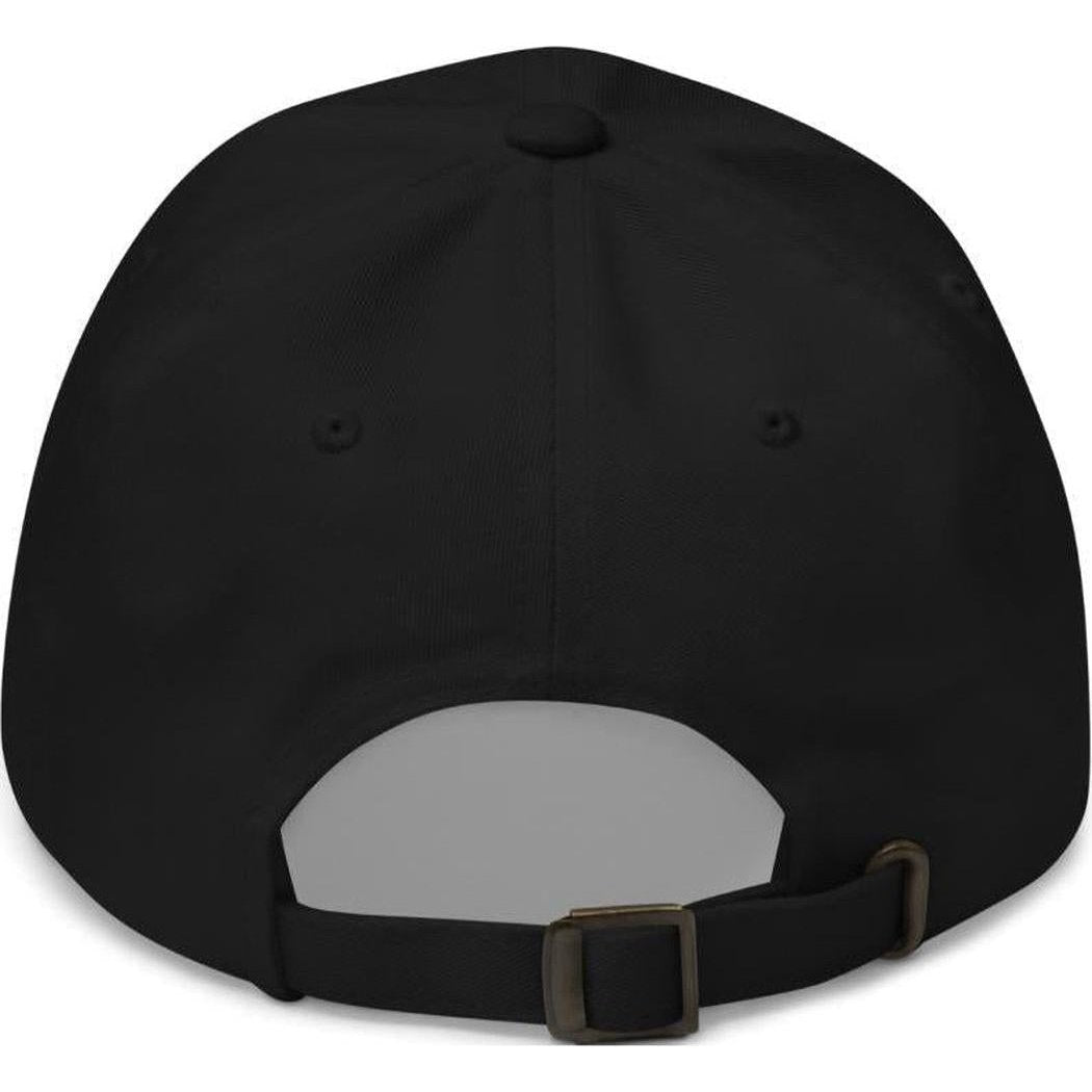 Back view of the Cuyahoga Valley Clothing Company Classic Dad Hat in Black showing the adjustable strap and white interior against a plain background.