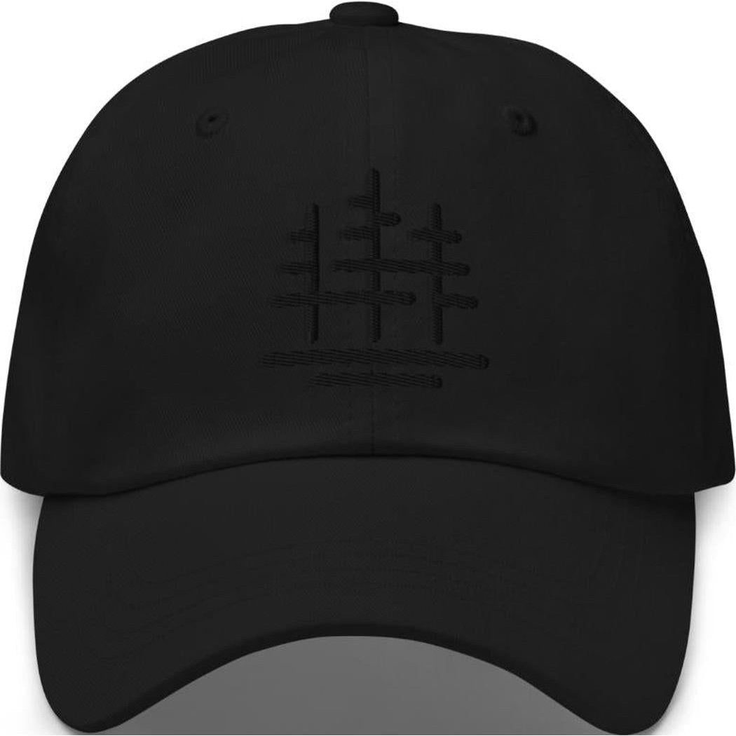 A front view of the Cuyahoga Valley Clothing Company Classic Dad Hat in Black with a simple embroidered logo on the front panel.