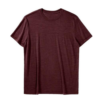 A front view of the Cuyahoga Valley Clothing Company Women's Merino Short Sleeve in Asphalt against a white background.