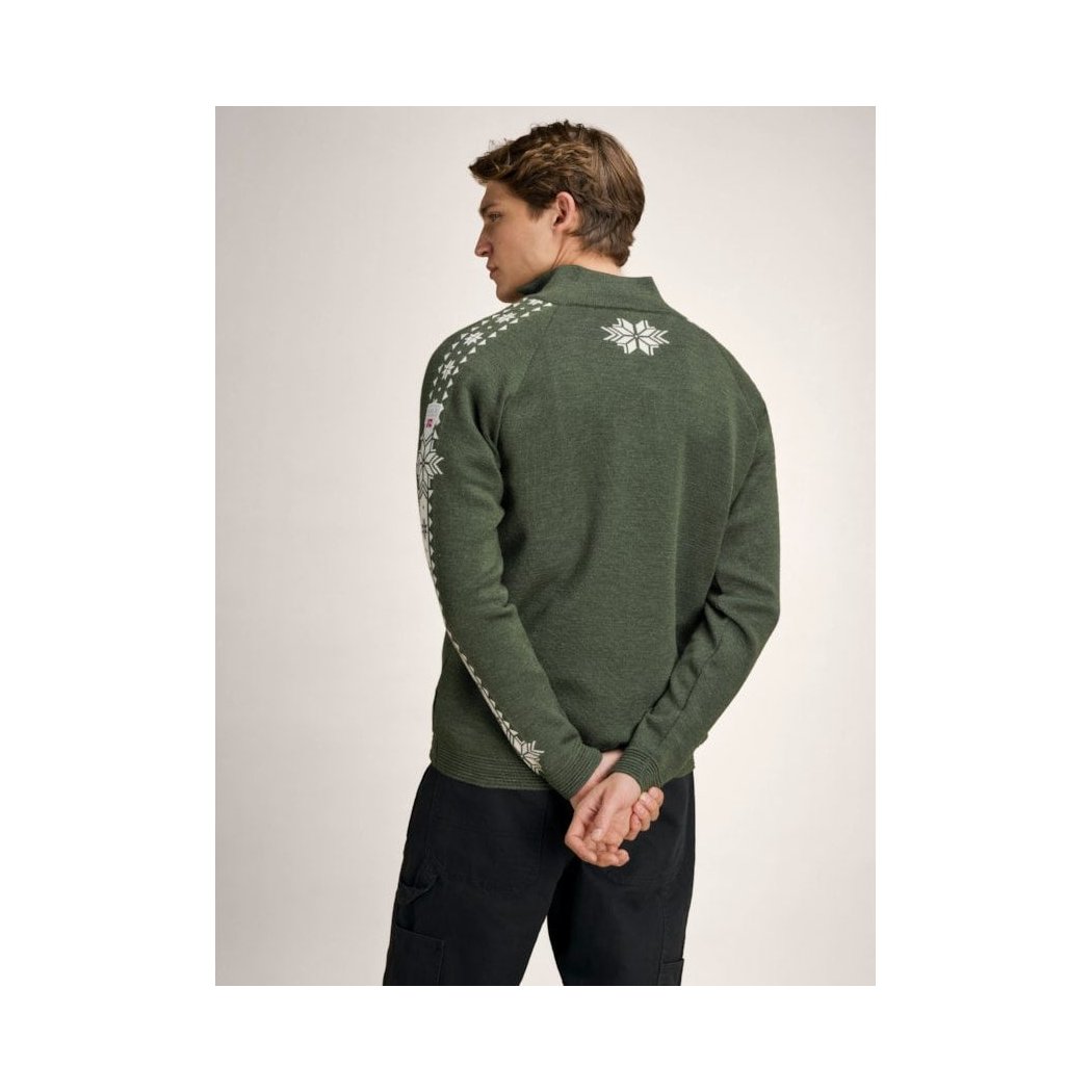 Back view of the Dale Of Norway Geilo Masc Sweater-SAMPLE in N color on a model against a light background.