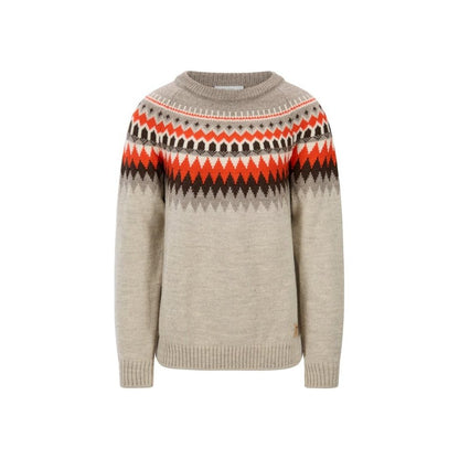 A front view of the Dale Of Norway Losna Masc. Sweater-SAMPLE in BirchVanCoffee with a white background.
