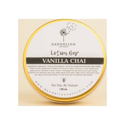 Dandelion Naturals Vanilla Chai Tallow Lotion Bar-Camping - First Aid - Skin Care-Appalachian Outfitters