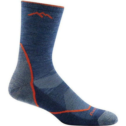 Side view of the Darn Tough Men's Light Hiker Micro Crew Lightweight with Cushion in Black showing the cushioned footbed against a white background.