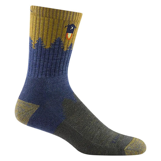 Side view of the Darn Tough Men's Number 2 Micro Midweight with Cushion in Denim showing the cushioned footbed and ribbed cuff against a white background.