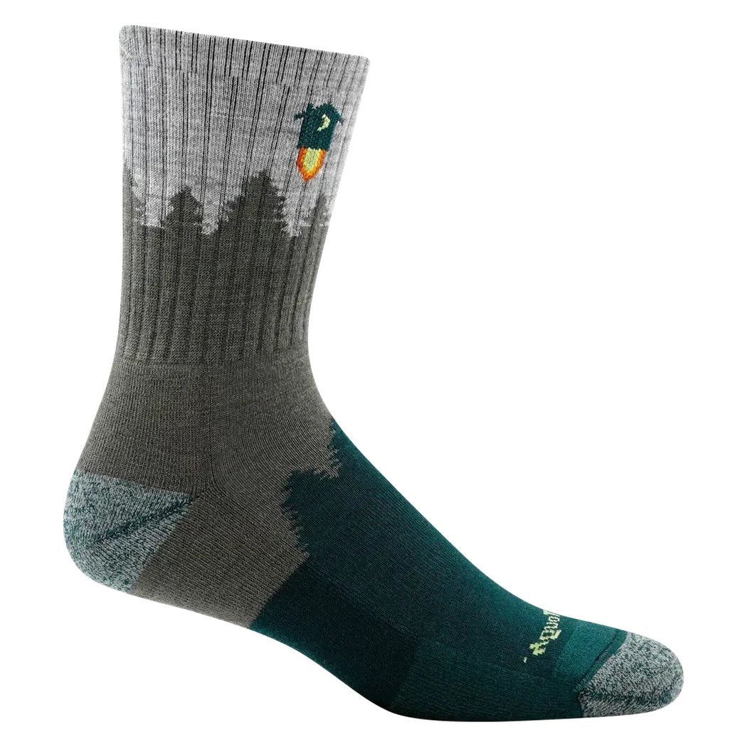 Side view of the Darn Tough Men's Number 2 Micro Midweight with Cushion in Denim showing the cushioned footbed and ribbed cuff against a white background.