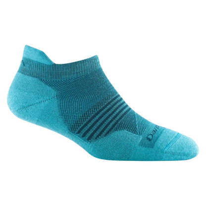 Side view of the Darn Tough Women's Element No Show Tab Lightwieght with Cushion in Black against a white background.