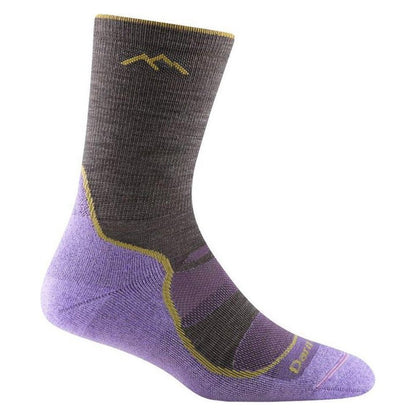 Side view of the Darn Tough Women's Light Hiker Micro Crew Lightweight with Cushion in Slate showing the cushioned footbed against a white background.