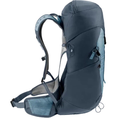 Side view of the Deuter AC Lite 24 backpack in Atlantic Ink showing the padded shoulder straps and mesh hip belt against a white background.