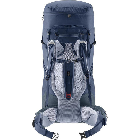 Back view of the Deuter Aircontact Core 60 + 10 SL in Ink Graphite showing the padded back panel and shoulder straps against a white background.