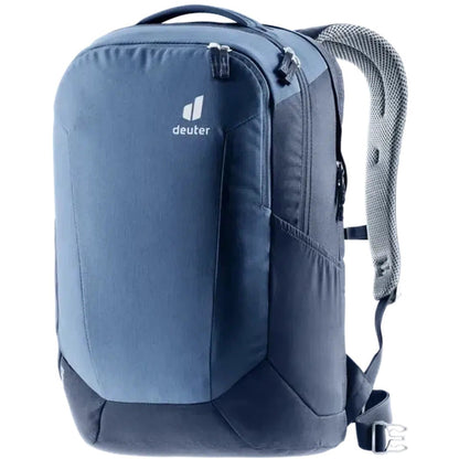 A front view of the Deuter Giga daypack in Marine Ink showing the main compartment zipper and padded shoulder straps against a white background.