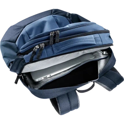 Back view of the Deuter Giga in Marine Ink showing the laptop compartment and padded shoulder straps.
