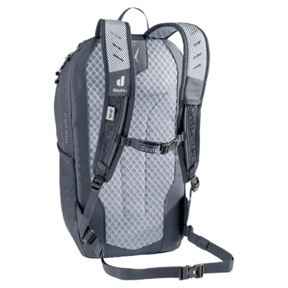 Back view of the Deuter Speed Lite 17 in Black showing padded shoulder straps and a white background.