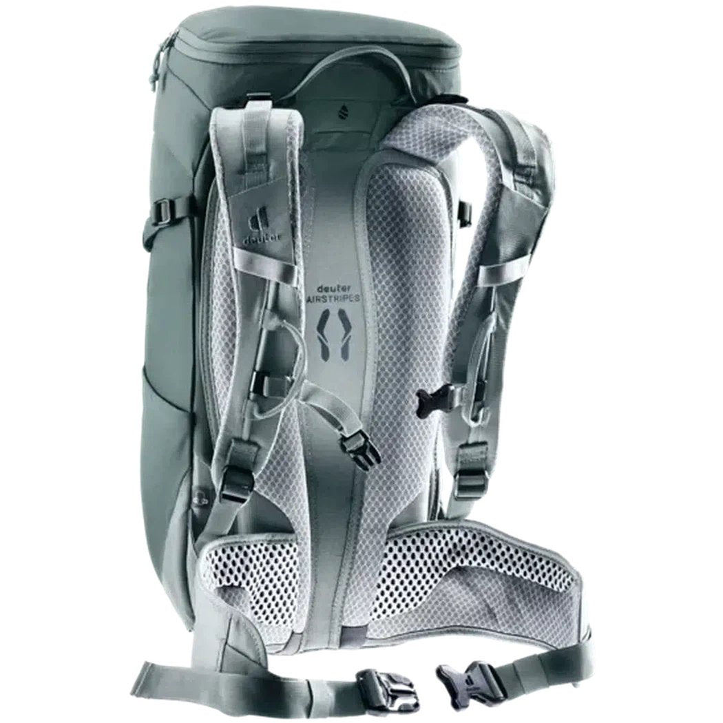 Back view of the Deuter Trail 16 SL backpack in Teal Tin showing padded shoulder straps and a white background.