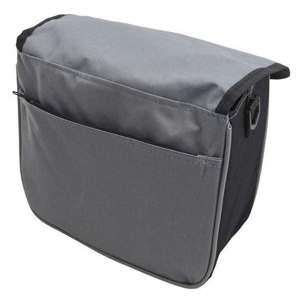 A front view of the Discmania Starter Bag in Black showing the front pocket and zipper closure against a white background.