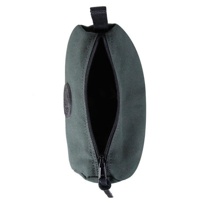 Side view of the Duluth Pack Grab-N-Go Bag in Burgundy showing the zipper and black interior against a white background.