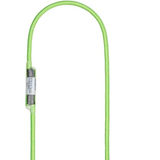 Green Edelrid HMPE Cord Sling 6mm, 60cm shown in a loop against a white background.