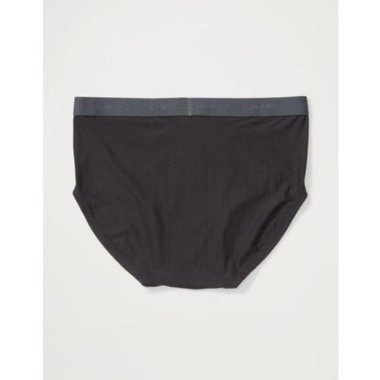 A front view of the Exofficio Men's Give-N-Go 2.0 Brief in Black against a plain white background.