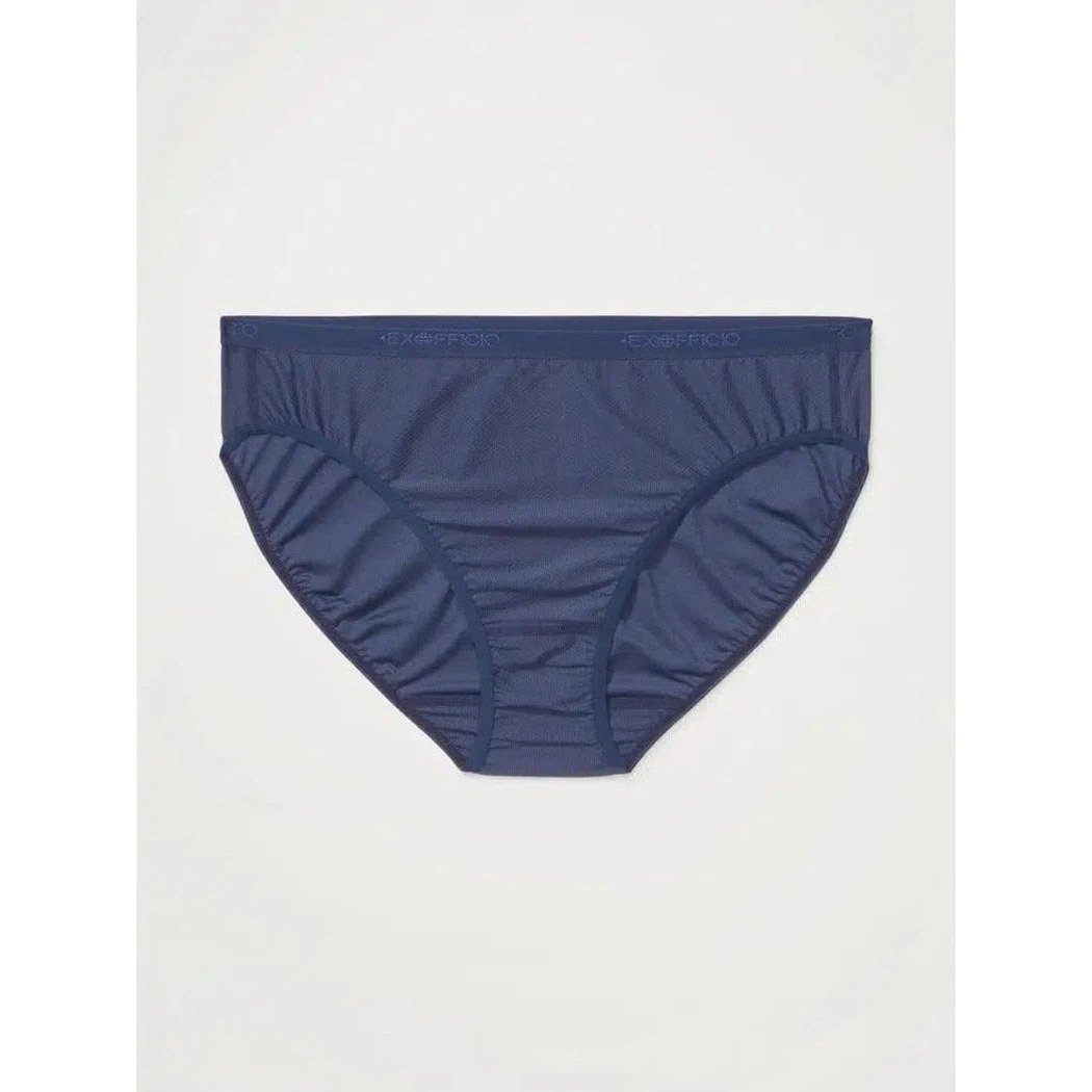 A front view of the Exofficio Women's Give-N-Go 2.0 Bikini Brief in Bellini Mosaic against a plain white background.