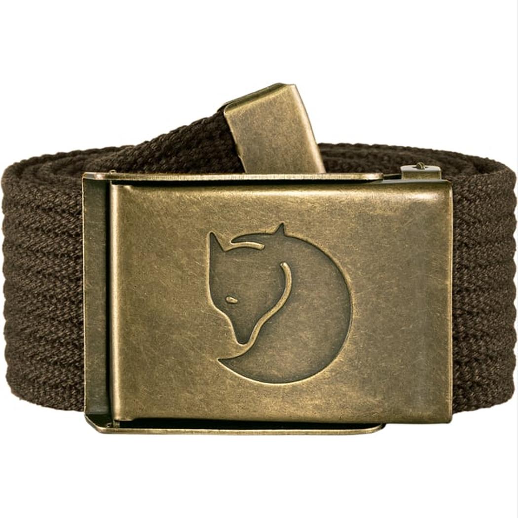 Fjallraven Canvas Brass Belt 4 cm-Accessories - Belts - Unisex-Dark Olive-Appalachian Outfitters