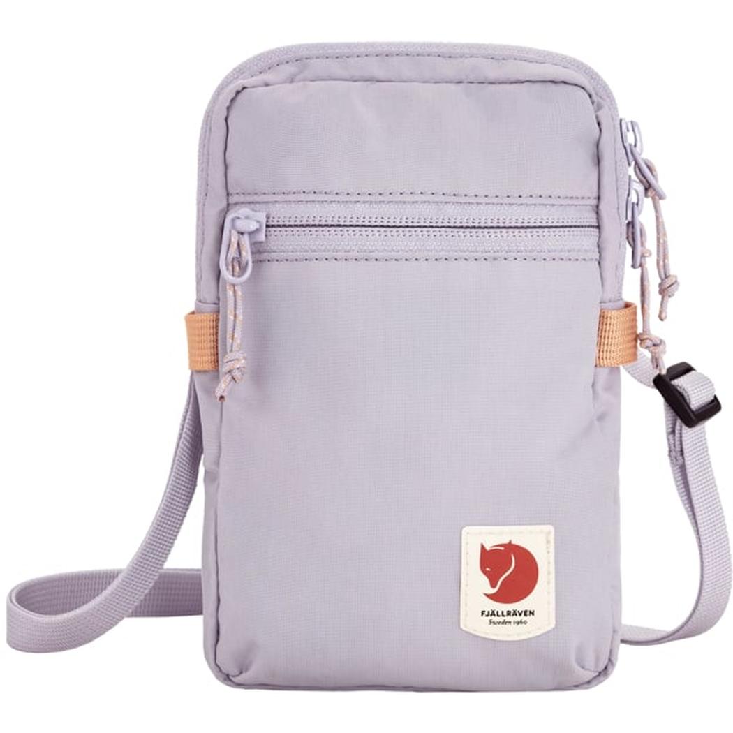 A front view of the Fjallraven High Coast Pocket in Black showing the zippered pocket and adjustable strap against a white background.