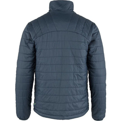Back view of the Fjallraven Men's Expedition X-Latt Jacket in Fossil showing the quilted back and high collar against a white background.