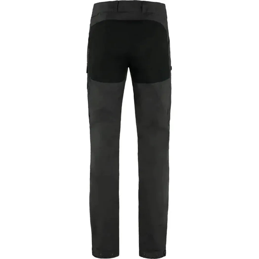 Back view of the Fjallraven Men's Vidda Pro Ventilated Trs in Dark Grey-Black showing the two-tone fabric and straight leg fit against a white background.