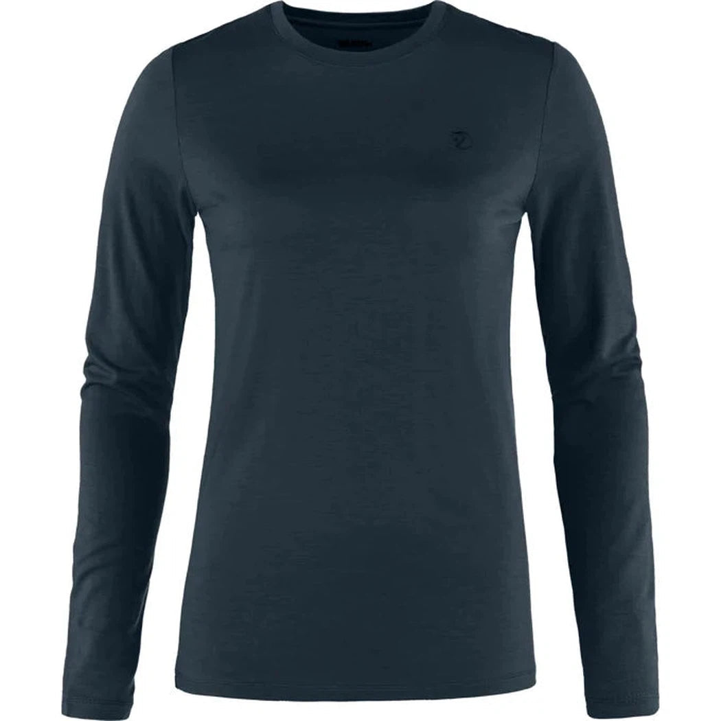 Fjallraven Women's Abisko Wool Long Sleeve-Women's - Clothing - Tops-Dark Navy-S-Appalachian Outfitters