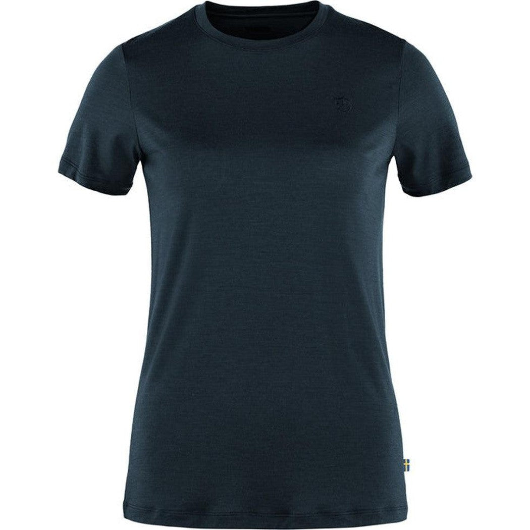Fjallraven Women's Abisko Wool Short Sleeve-Women's - Clothing - Tops-Dark Navy-S-Appalachian Outfitters