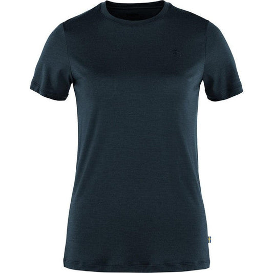 Fjallraven Women's Abisko Wool Short Sleeve-Women's - Clothing - Tops-Dark Navy-S-Appalachian Outfitters